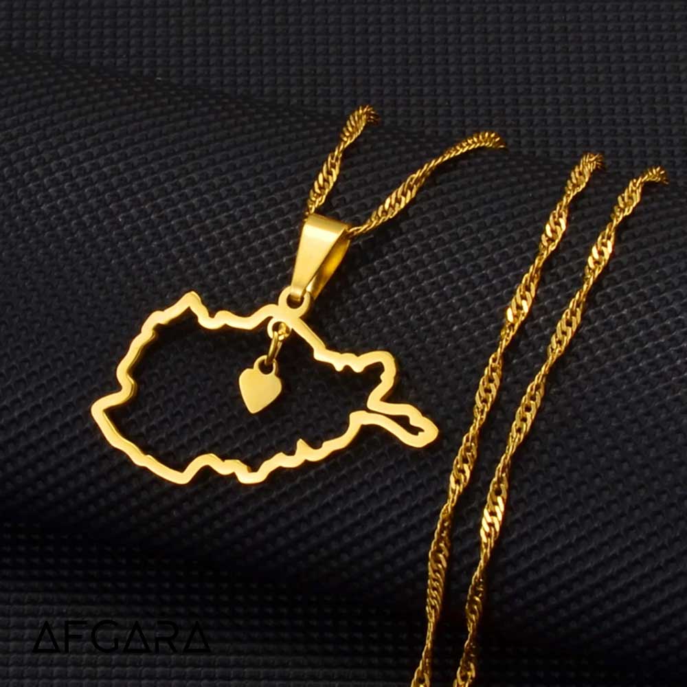 Afghanistan Gold Map Necklace Pendant & Chain Afghan Kabul UK